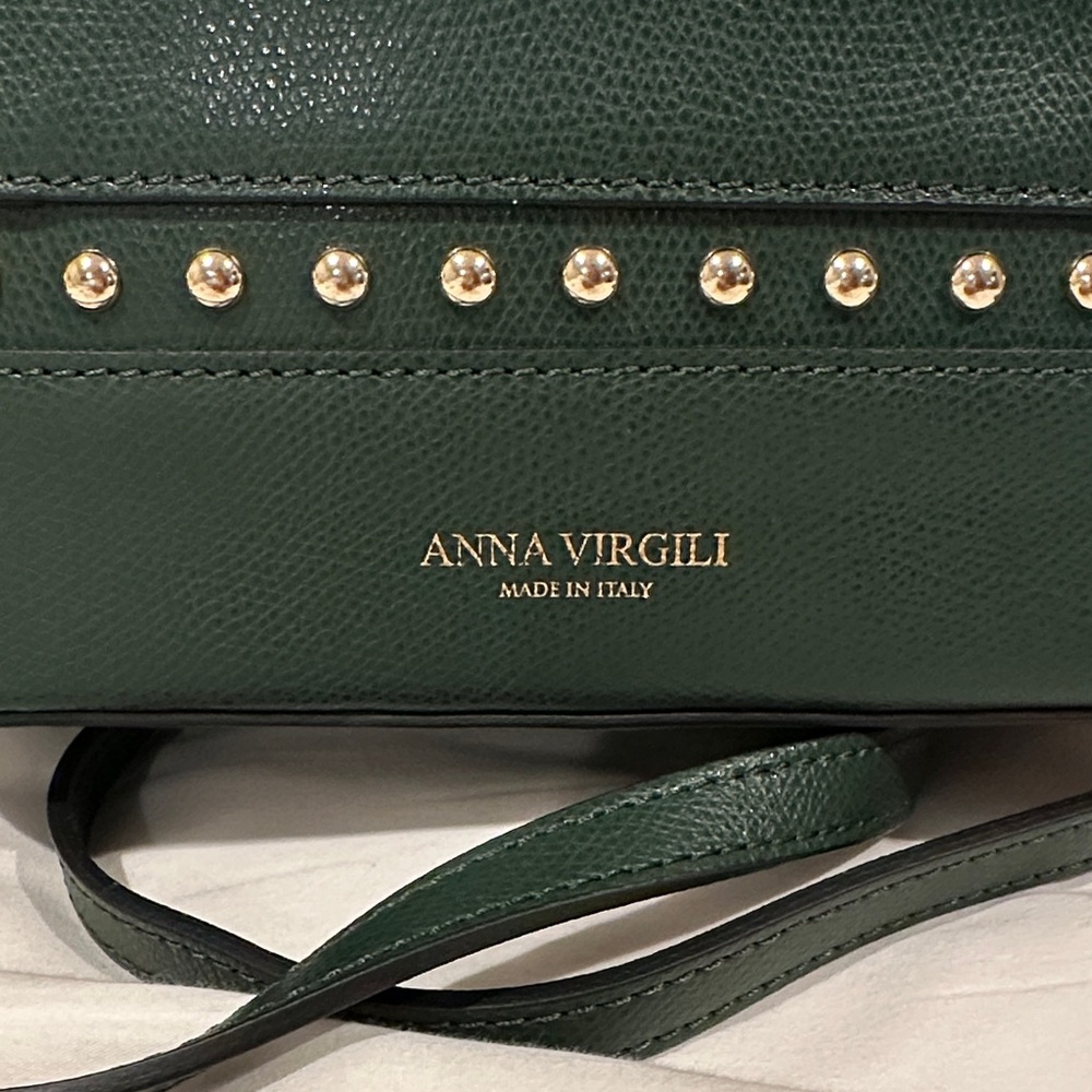 Genuine Italian leather Green Backpack NEW With Tags Anna Virgili Agnese - Picture 4 of 7